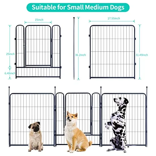 Dog Playpen Portable Outdoor Dog Fence, Dog Playpen for Large/Medium/Small Dogs, Dog Fences for The Yard with Doors Foldable Metal