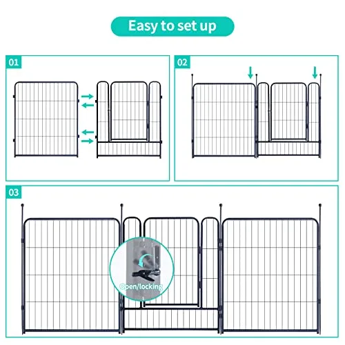 Dog Playpen Portable Outdoor Dog Fence, Dog Playpen for Large/Medium/Small Dogs, Dog Fences for The Yard with Doors Foldable Metal