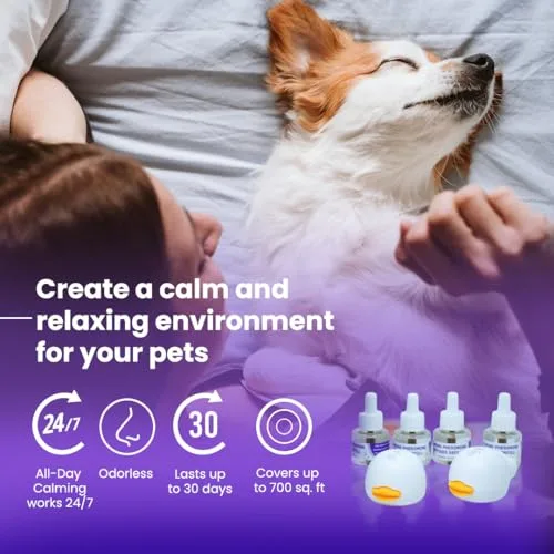 Dog and Cat Calming Diffuser Kit: 6-in-Stress Relief with Cat Deterrent Spray and Indoor Repellent for Pet Harmony and Relaxation