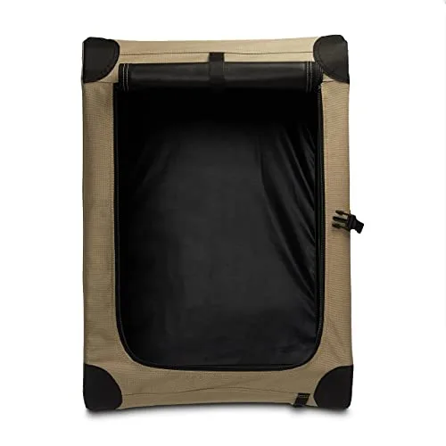 Amazon Basics 2 Door Foldable and Portable Travel Pet Kennel for Cat, Dog, Rabbit, 26 inch, Tan, S 26