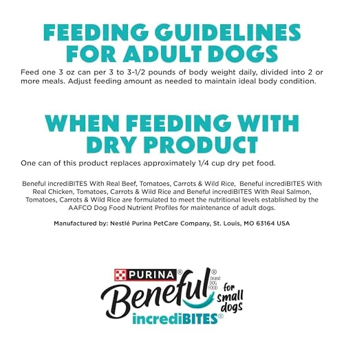 Beneful Purina Small Breed Wet Dog Food Variety Pack, IncrediBites With Real Beef, Chicken and Salmon - (Pack of 30) 3 Oz. Cans