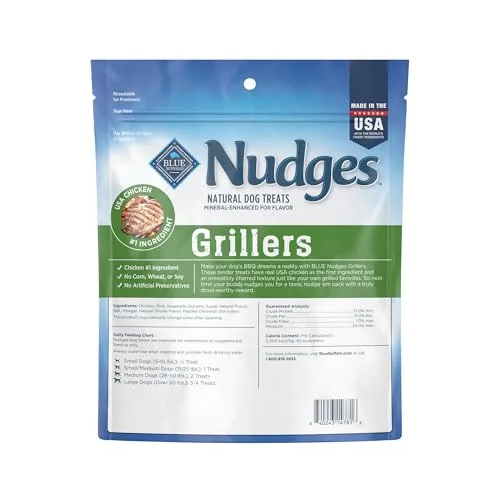 Blue Buffalo Nudges Grillers Natural Dog Treats, Made in the USA with Real Chicken, 16-oz Bag