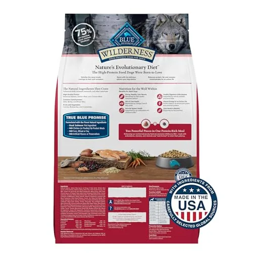 Blue Buffalo Wilderness Natural High-Protein Dry Food for Adult Dogs, Salmon Recipe, 13-lb. Bag