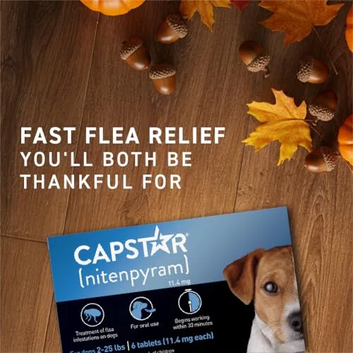 Capstar (Nitenpyram) Fast-Acting Oral Flea Treatment for Dogs 2-25 Lbs, Vet-Recommended Medication Tablets, Flea Tablets for Dogs Start Killing in 30 Minutes, 6 Doses