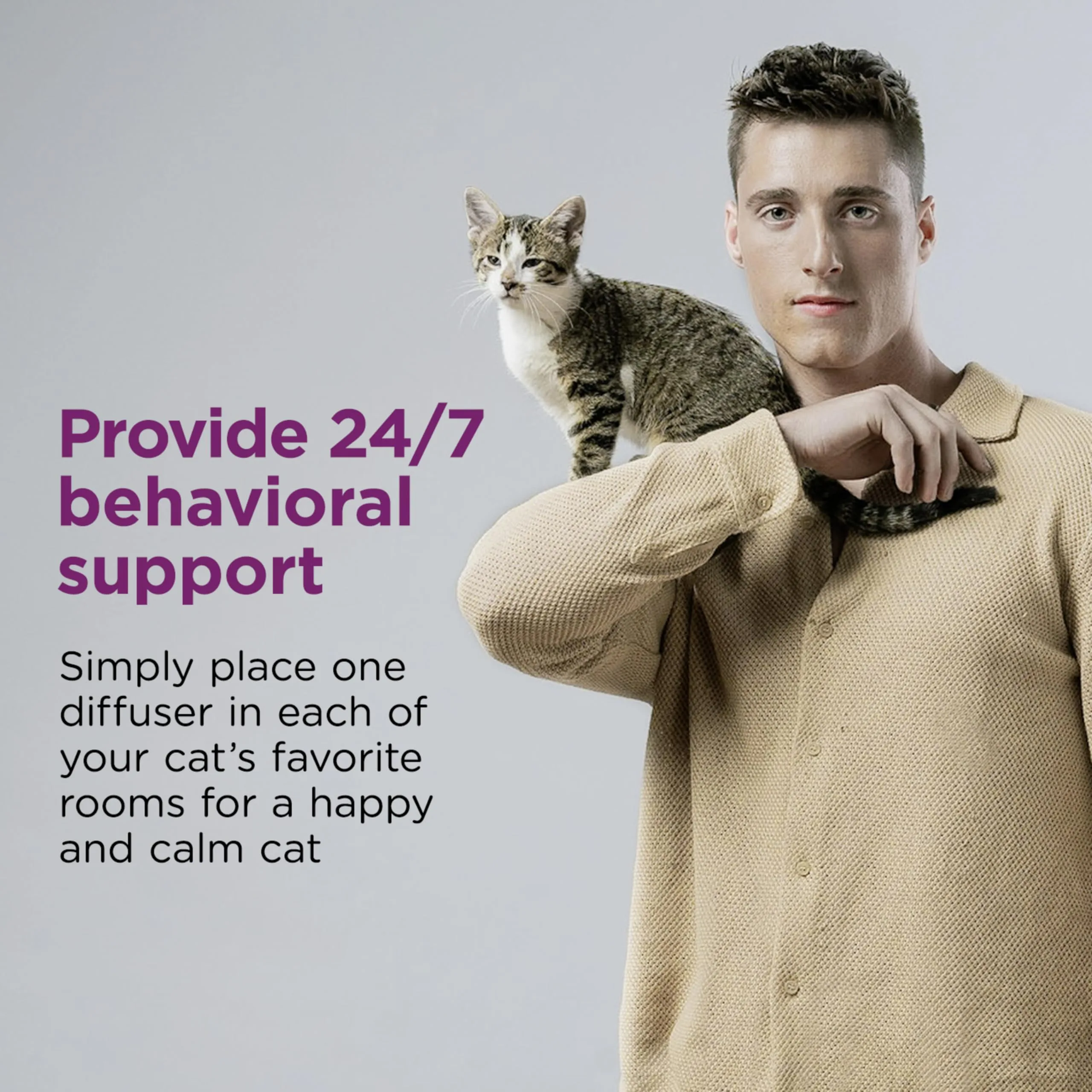 A stack of the two refill bottles next to the diffuser, showing the 60-day supply.