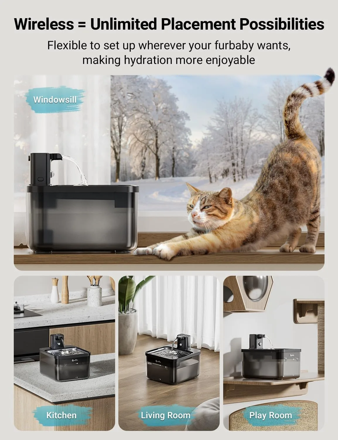 The gleaming, dishwasher-safe 304 stainless steel top tray of the fountain.