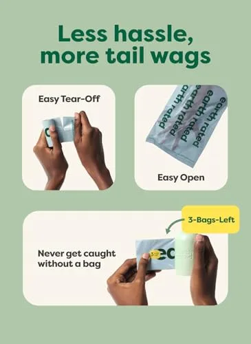 Earth Rated Poop Bags for Dogs, Guaranteed Leak Proof and Extra Thick Waste Bag Refill Rolls, Peach and Lotus, 280 Count