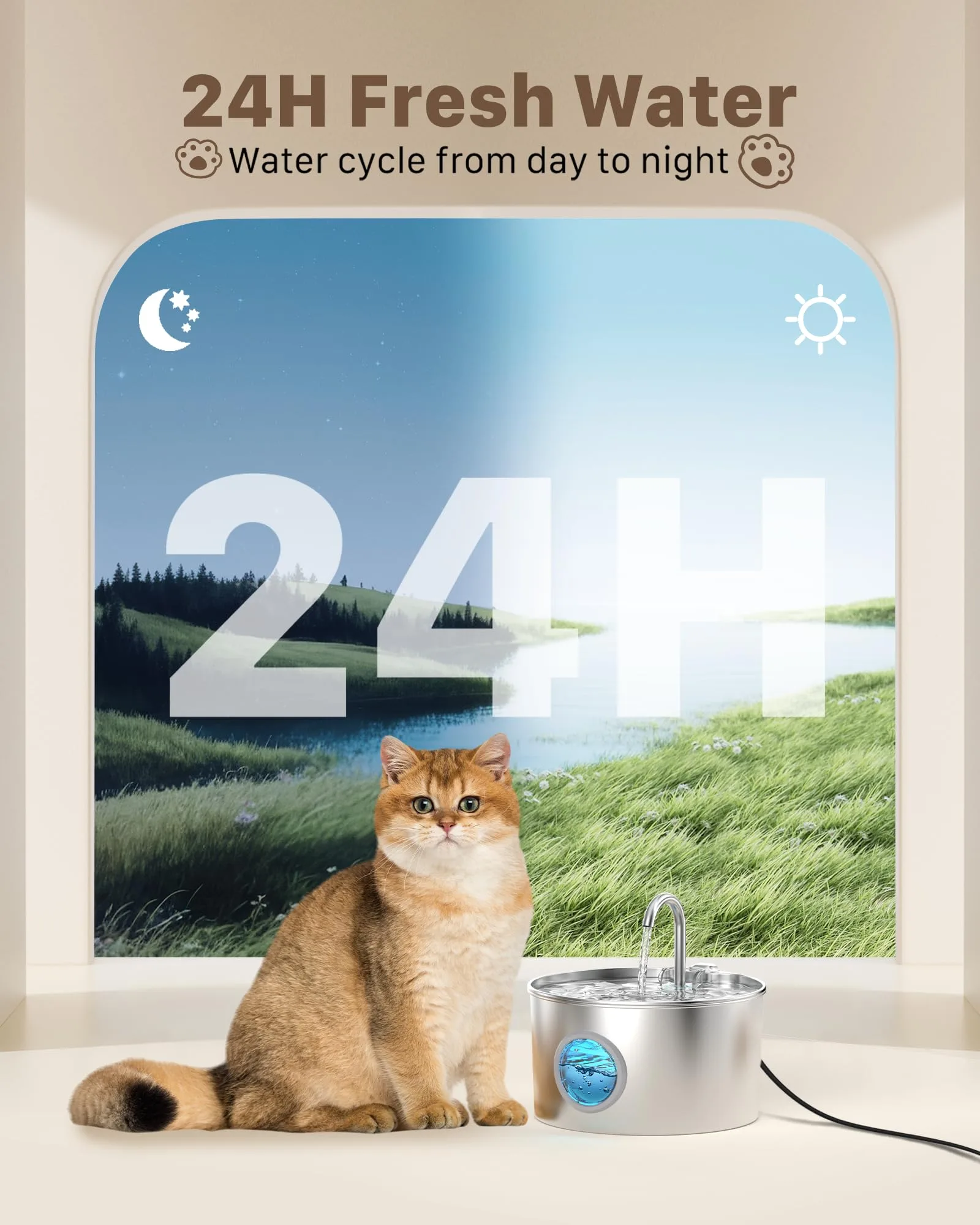 Detailed cross-section diagram showing the four-stage filtration system: foam, carbon, resin, and pump pre-filter.