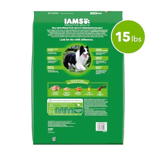 IAMS Proactive Health Minichunks Adult Dry Dog Food with Real Chicken, 15 lb. Bag