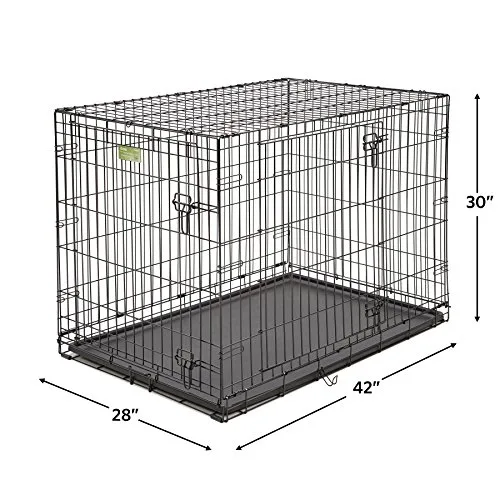MidWest Homes for Pets Double Door iCrate Starter Kit, 42-inch Dog Crate Bundle for Large Dogs, Includes Cage, Pet Bed, 2 Bowls and Privacy Cover