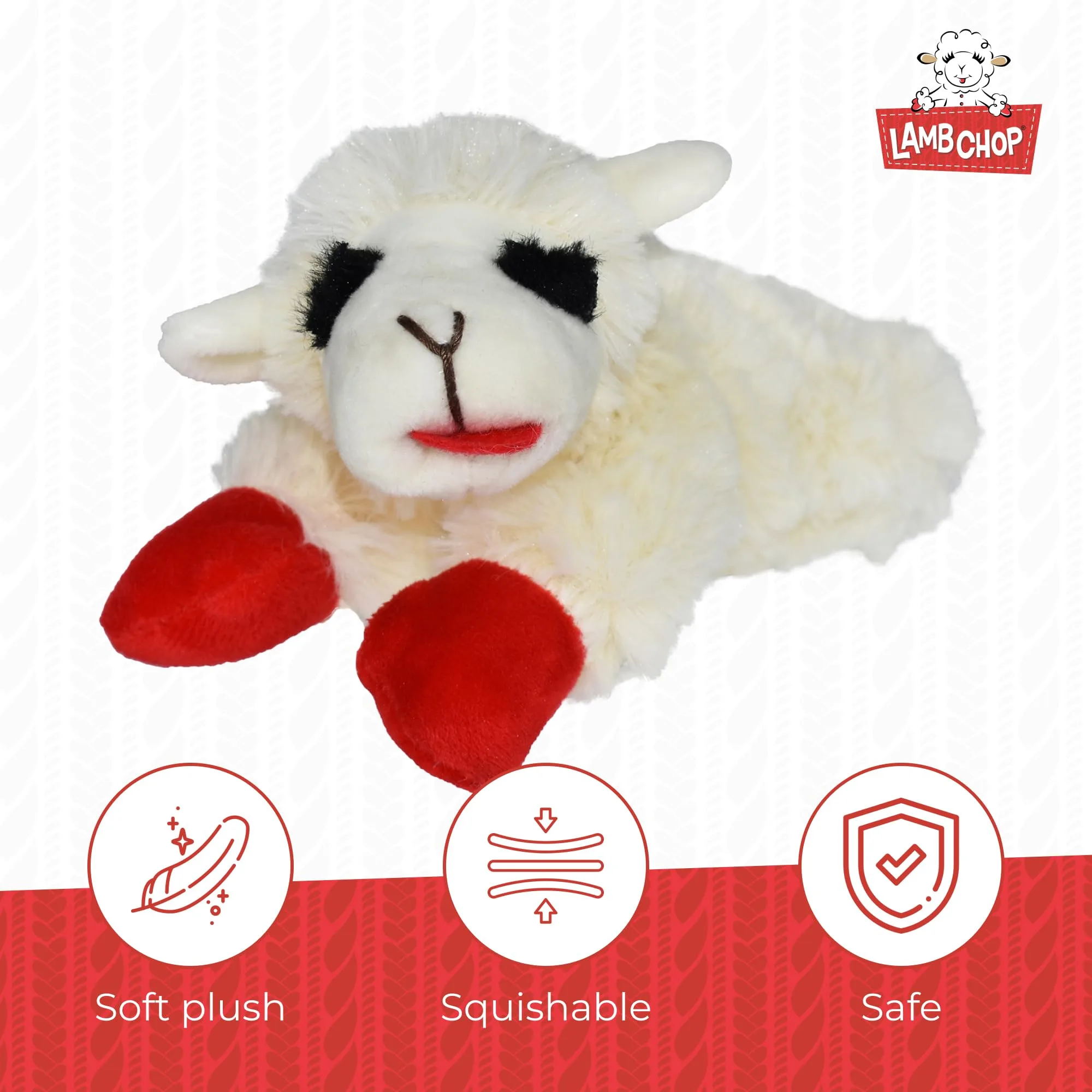 Multipet Lamb Chop Dog Plush Toy - Squeaky Toy for All Dogs - Extra Soft Plush - Stuffed Animal Dog Toy for Cuddling & Playing - Cute Pet Toy (6