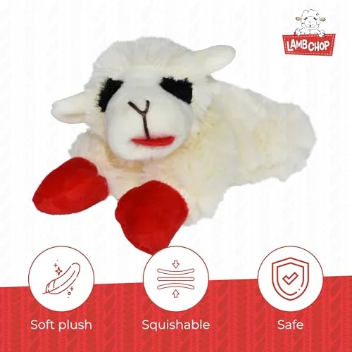 Multipet Lamb Chop Dog Plush Toy - Squeaky Toy for All Dogs - Extra Soft Plush - Stuffed Animal Dog Toy for Cuddling & Playing - Cute Pet Toy (6