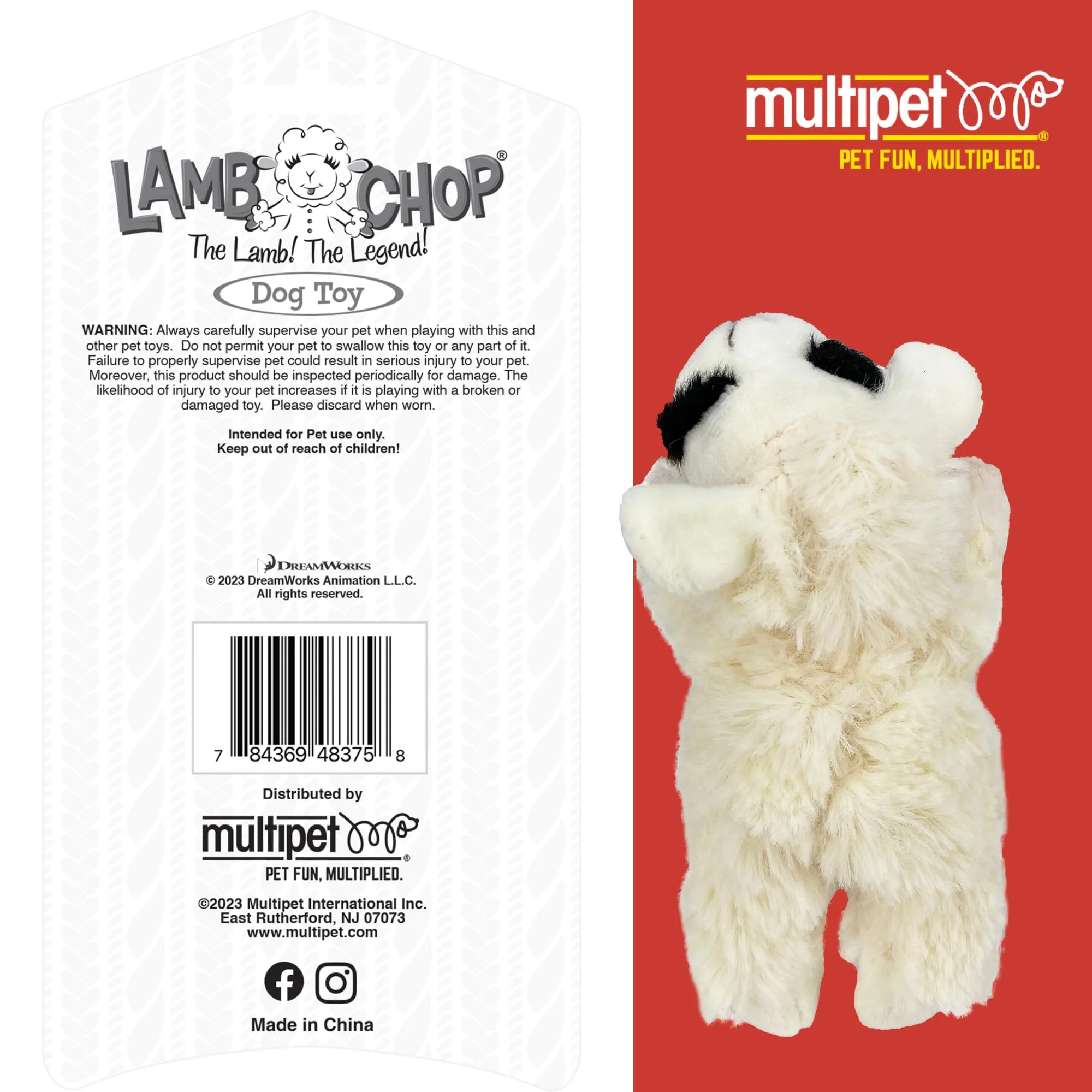 Multipet Lamb Chop Dog Plush Toy - Squeaky Toy for All Dogs - Extra Soft Plush - Stuffed Animal Dog Toy for Cuddling & Playing - Cute Pet Toy (6