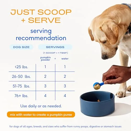 Native Pet Pumpkin for Dogs - Organic Powder Pumpkin Puree Dog Food Toppers -Rich in Fiber Supplement Powder Helps with Digestion, Nutrient Absorption, Diarrhea, Constipation & Upset Stomach-30 Scoops