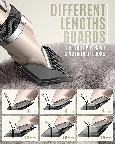 oneisall Dog Clipper Low Noise, Dog Grooming Kit with Rechargeable, Pet Shaver Cordless Electric Quiet Hair Clipper Set for Dogs Cats Pets（Gold）