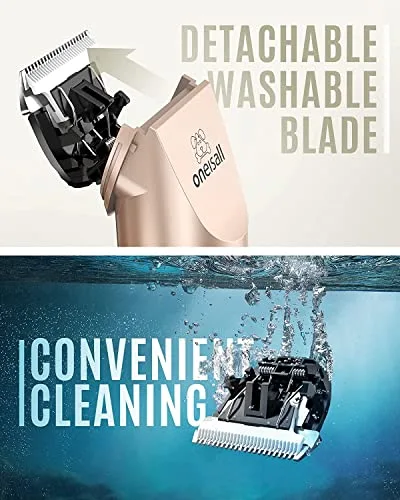 oneisall Dog Clipper Low Noise, Dog Grooming Kit with Rechargeable, Pet Shaver Cordless Electric Quiet Hair Clipper Set for Dogs Cats Pets（Gold）