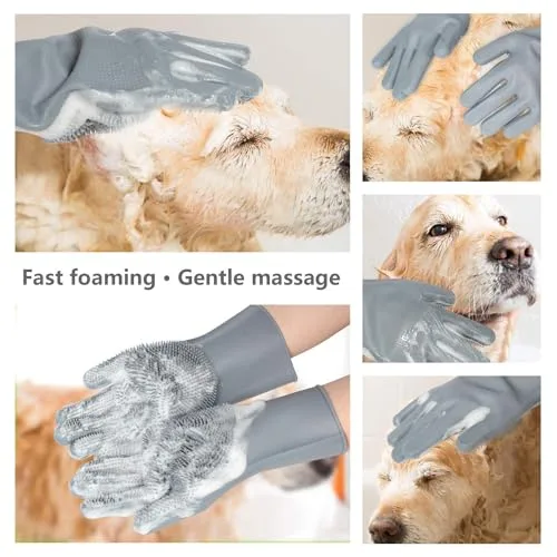 Pet Grooming Glove Used in Bath