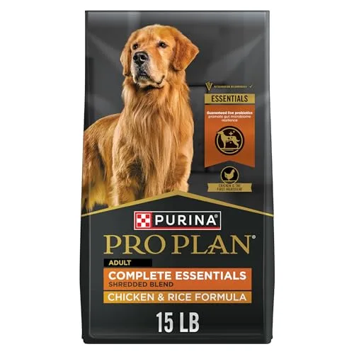 Purina Pro Plan Complete Essentials Shredded Blend Chicken and Rice Dog Food Dry Formula with Probiotics for Dogs - 15 lb.