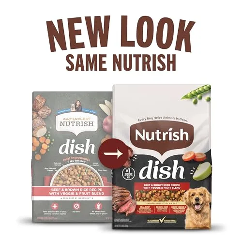 Nutrish Rachael Ray Dish Beef & Brown Rice Recipe with Veggie & Fruit Blend Dry Dog Food, 11.5 lb. Bag