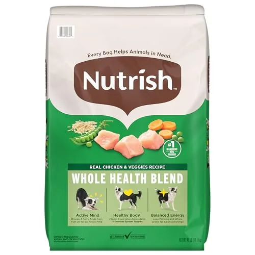 Nutrish Dry Dog Food Real Chicken & Veggies Recipe Whole Health Blend, 40 lb. Bag, (Rachael Ray)
