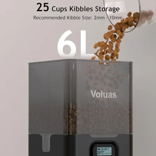 Voluas Automatic Cat Feeder for Two Cats, Double Pet Feeder with 2 Stainless Steel Bowls,6L Timed Cat Feeders with Memory Function - Review