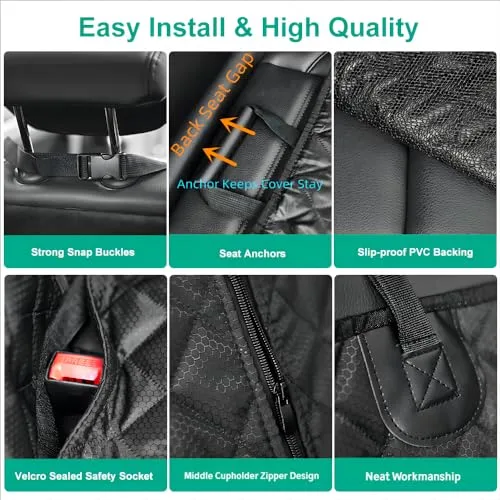 Dog Seat Cover Easy Installation Straps