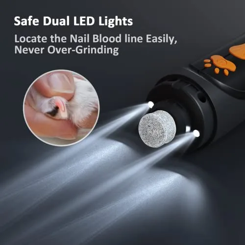 YABIFE Dog Nail Trimmers and Dog Nail Clippers Kit, Whisper Quiet Electric Grinder with Light, for Small, Medium, Large Dogs, Cats Toenail Grooming, 3 Speeds