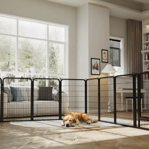 Yaheetech Dog Playpen, 40 inch 8 Panels Dog Pen for Indoor Heavy Duty Puppy Exercise Pen Metal Pet Fence for RV Camping/Yard/Garden