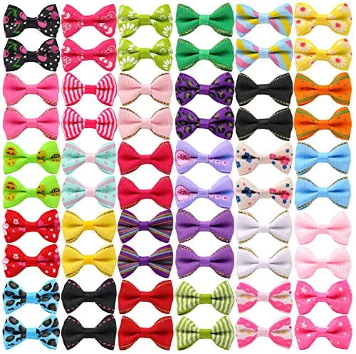 YAKA 60PCS Cute Puppy Dog Small Bowknot Hair Bows