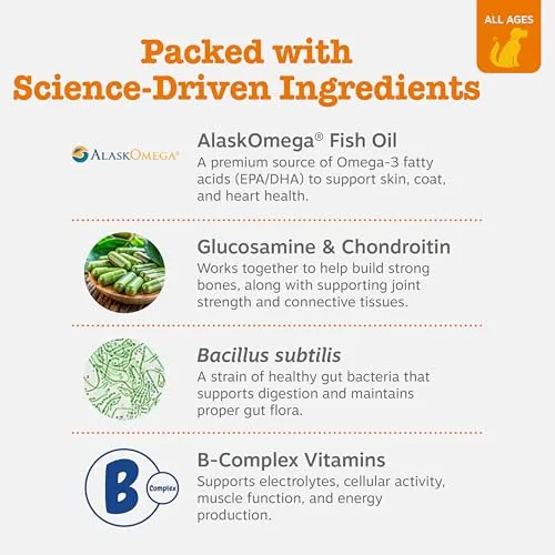 Zesty Paws Multivitamin Treats for Dogs, Glucosamine Chondroitin Joint Support + Digestive Enzymes & Probiotics, Grain Free Dog Vitamins and Supplements for Skin & Coat, Peanut Butter - 90ct