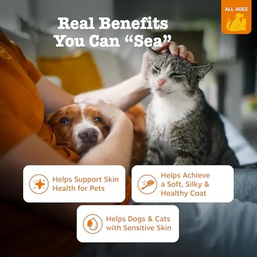 Zesty Paws Wild Alaskan Omega-3 Blend Pollock + Salmon Oil for Dogs and Cats- Skin and Coat Support, Omega 3 Supplement for Pets, 8.5oz